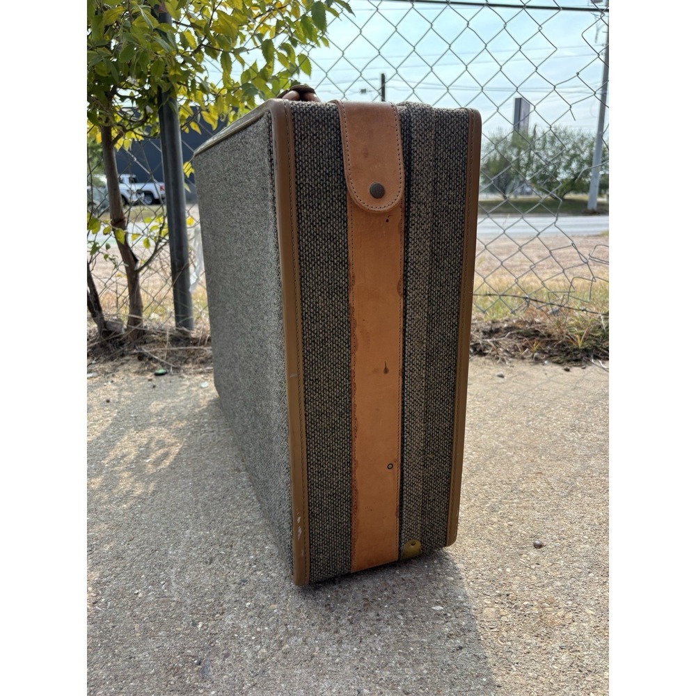 ⭐️Vtg Hartmann Suitcase Walnut Tweed Leather Luggage 21"⭐️Nice Cond.⭐️W/ Tags - Picture 10 of 14